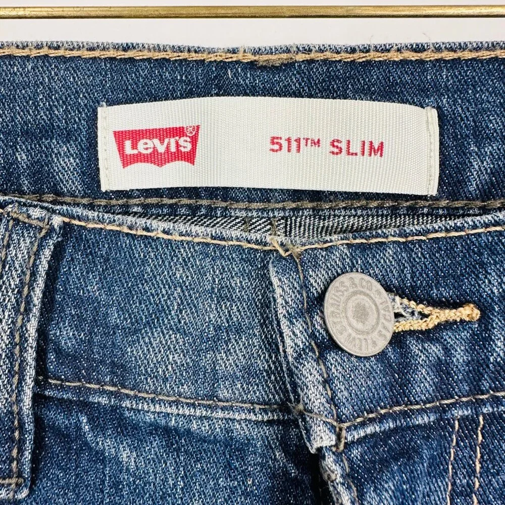 Levis 511 Slim Fit Boys Stretch Cotton Denim Jeans Medium Wash 16 Reg 28x28 - Picture 6 of 12